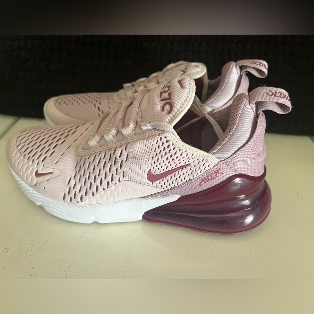 Nike Air Max 270 Women's Sneakers - Light Pink with Burgundy Accents